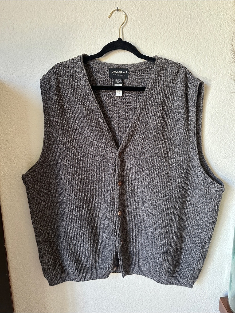 Eddie Bauer Men's Charcoal Knit Button Vest